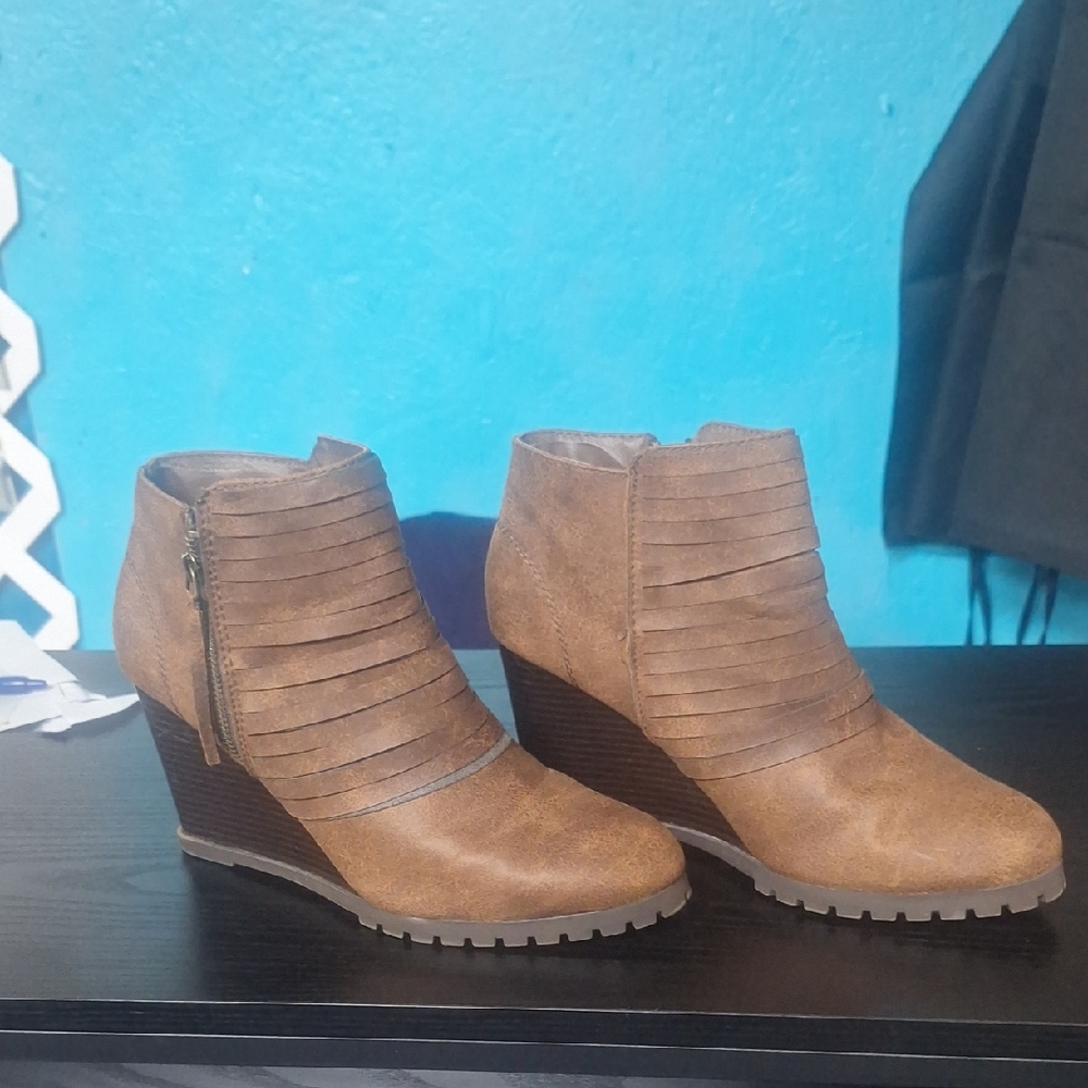 Sugar Tan Wedge Ankle Boots